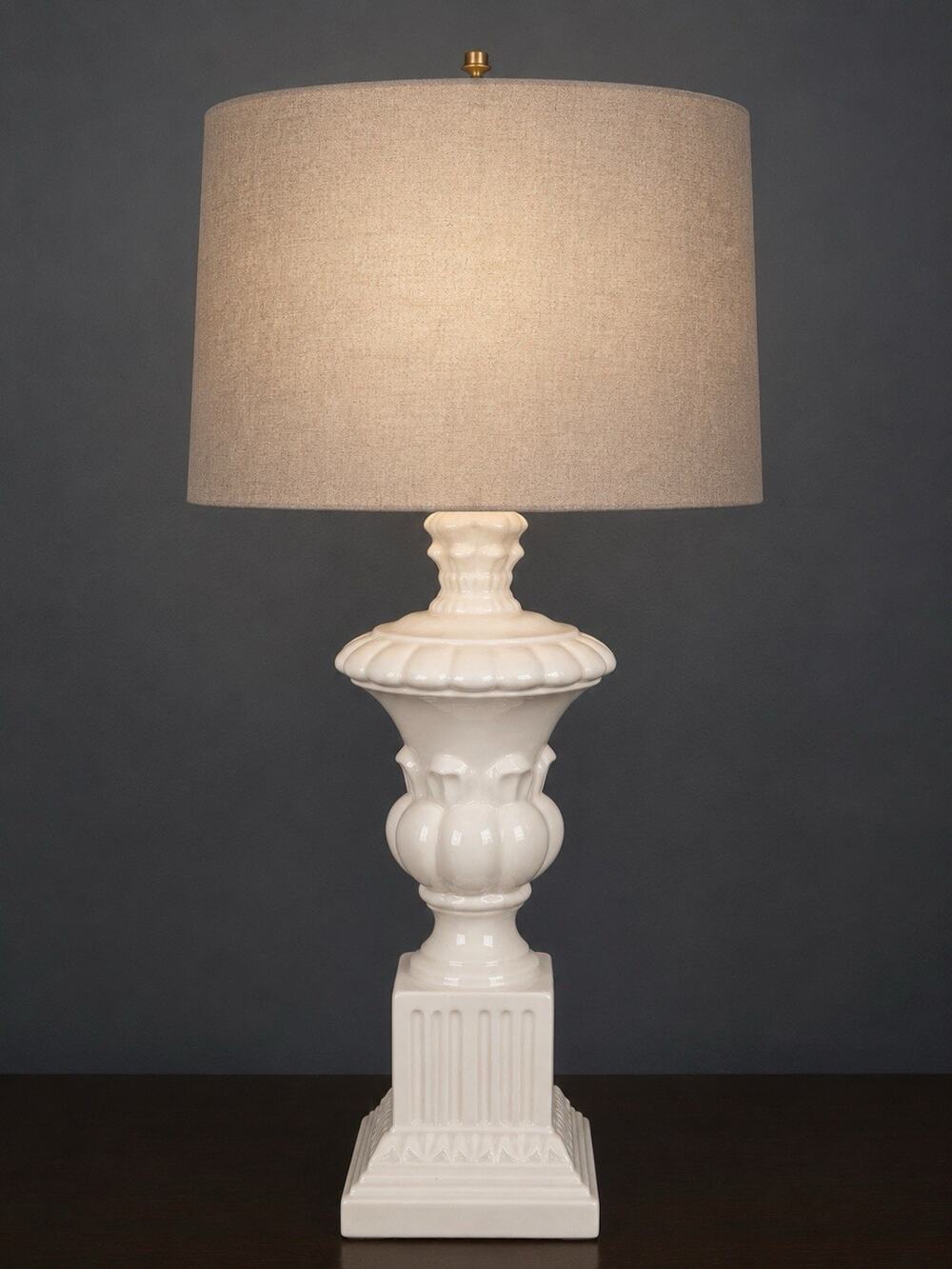 Vintage 1970s Milk Glass Hollywood Regency/MCM Table Lamp 3-Way White 34” Tall